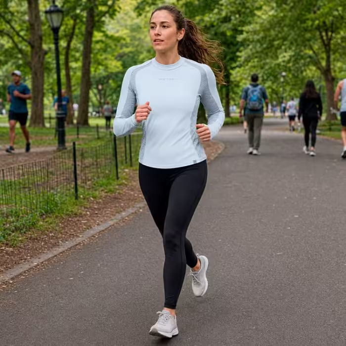 Long-sleeve Nike W NK TRAIL DF LS TOP Albastru deschis L - 4
