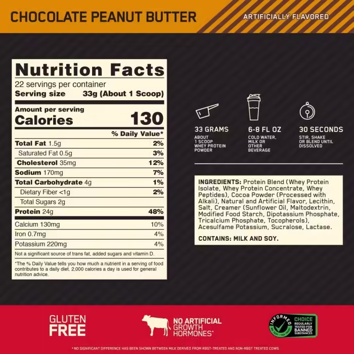 Proteine din zer Optimum Nutrition ON 100% WGS GF CHOCOLATE PB 2LB - 3