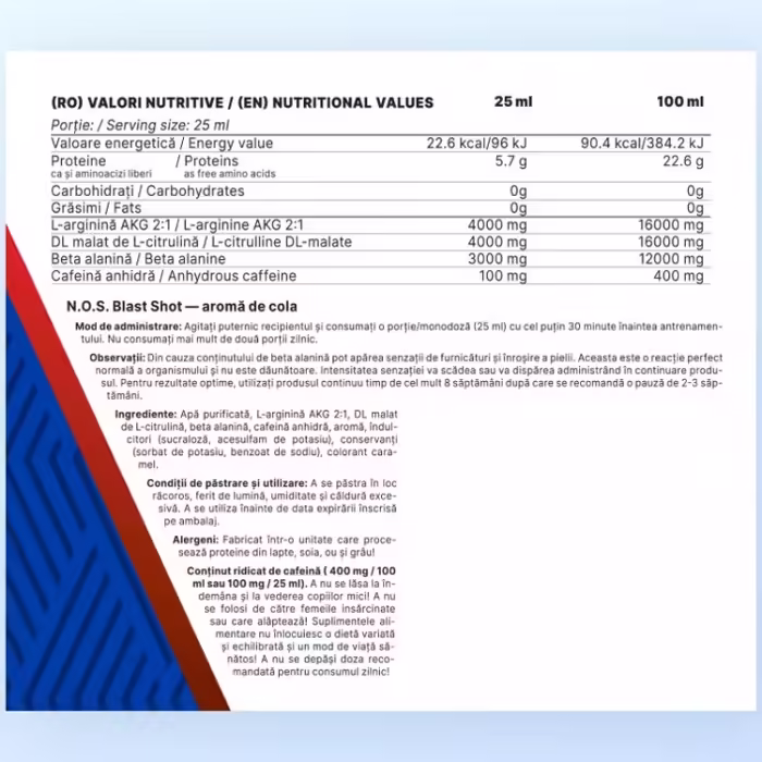 Energizant Balkan Pharmaceuticals N.O.S. BLAST 1 SHOT liquid 25 ml - 2