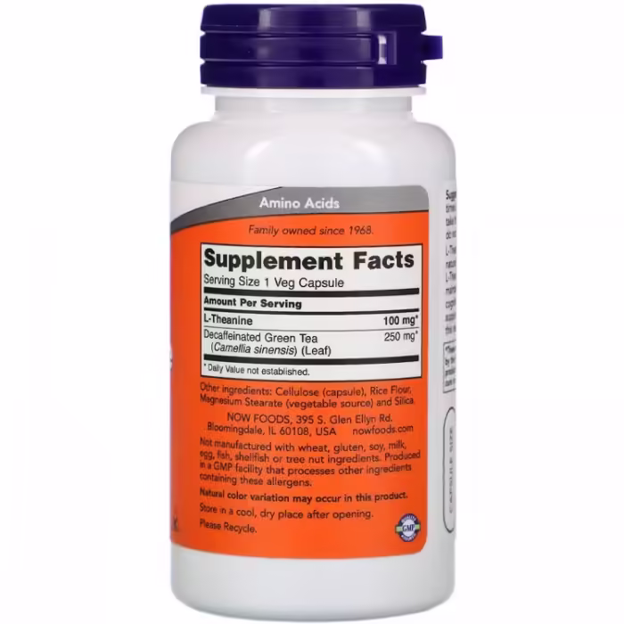 Витамины Now Foods L-Theanine with Decaf Green Tea, Stress Management - 2