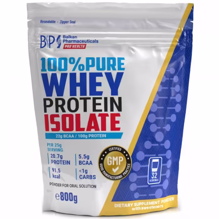 Isolat proteic Balkan Pharmaceuticals WHEY PROTEIN ISOLATE 100% PURE BANANA powder 800 gr