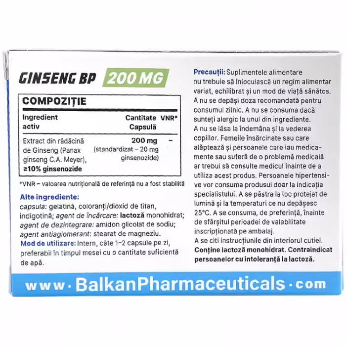 Vitamine Balkan Pharmaceuticals GINSENG BP capsules N30 - 2