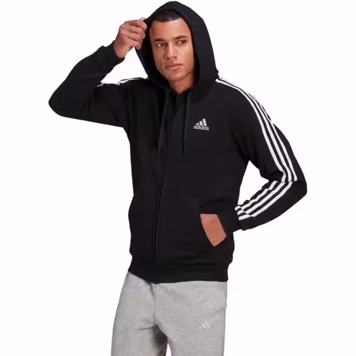 Толстовка Adidas ESSENTIALS FLEECE 3-STRIPES FULL-ZIP Черный M - 3