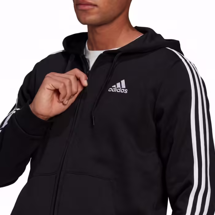 Толстовка Adidas ESSENTIALS FLEECE 3-STRIPES FULL-ZIP Черный M - 4