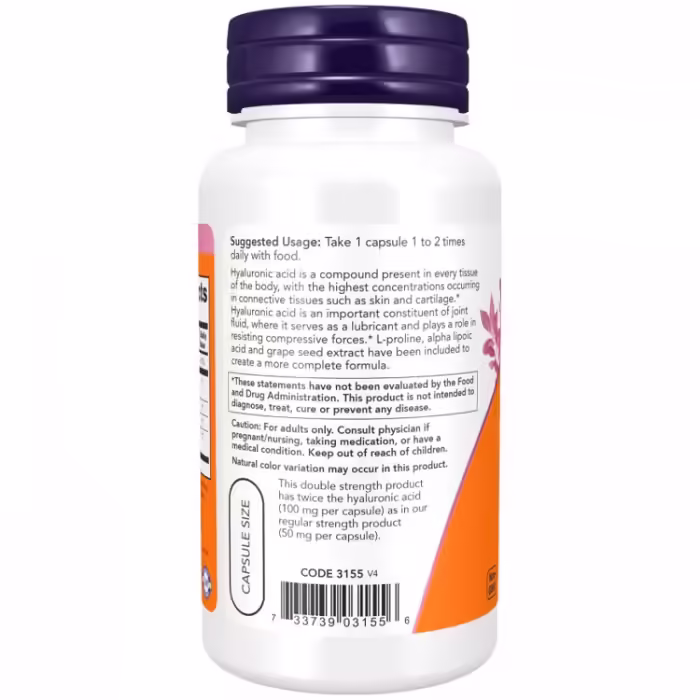Витамины Now Foods Double Strength Hyaluronic Acid 100 mg - 2