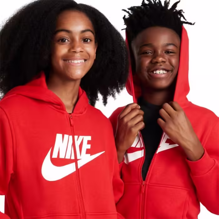 Толстовка Nike K NSW CLUB FLC HD FZ LS HBR Красный XS - 5