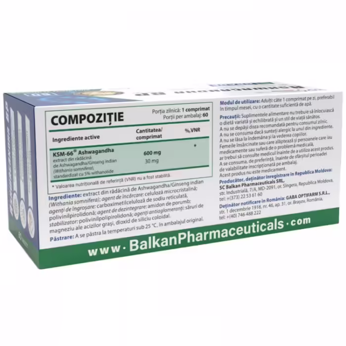 Витамины Balkan Pharmaceuticals ASHWAGANDHA BP tablets N60 - 2