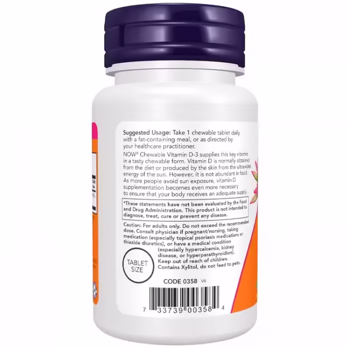 Витамины Now Foods Vitamin D-3, Natural Mint Flavor, Structural Support - 2