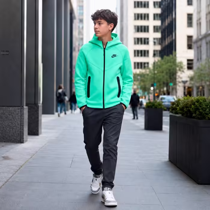 Hanorac Nike B NSW TECH FLC FZ Verde XS - 7