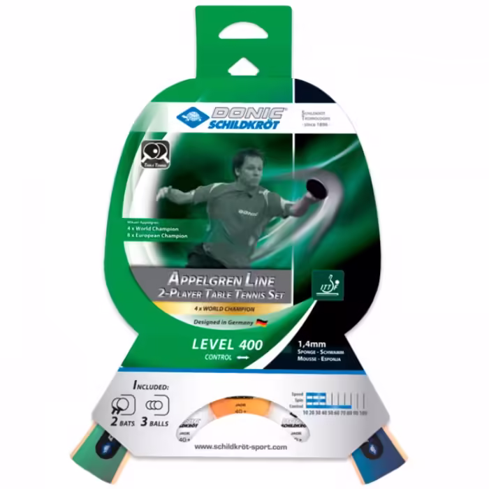 Set 2 palete + 3 mingi p/u tenis de masa Donic Appelgren 400