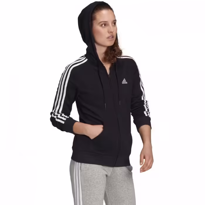 Толстовка Adidas ESSENTIALS FLEECE 3-STRIPES FULL-ZIP Черный XS - 3