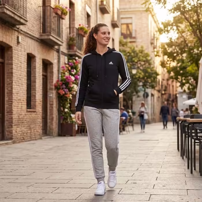 Толстовка Adidas ESSENTIALS FLEECE 3-STRIPES FULL-ZIP Черный XS - 7