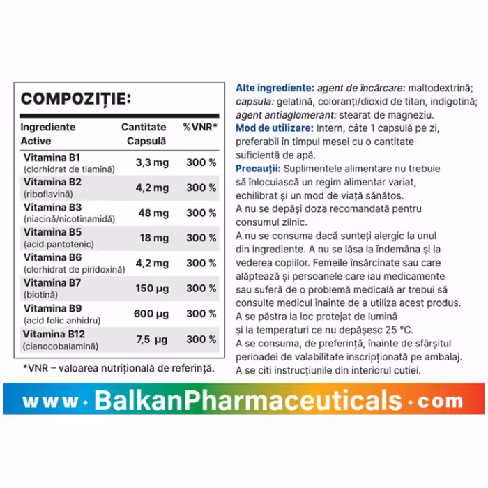 Vitamine Balkan Pharmaceuticals B COMPLEX BP FORTE capsules N30 - 2