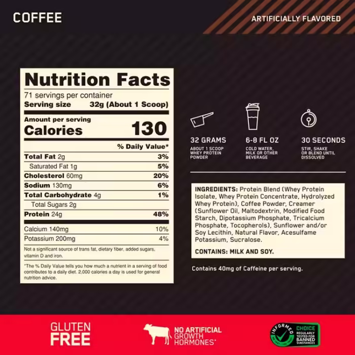 Proteine din zer Optimum Nutrition Gold Standard 100% WHEY Coffee 5lb - 3