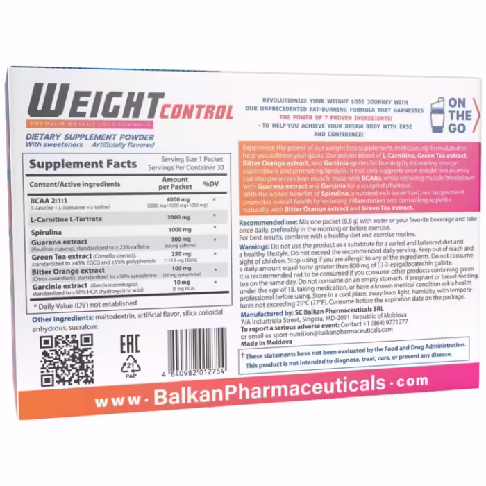 Acetil- L-Carnitin Balkan Pharmaceuticals WEIGHT CONTROL FATBURNER powder N30 8.8 gr - 2