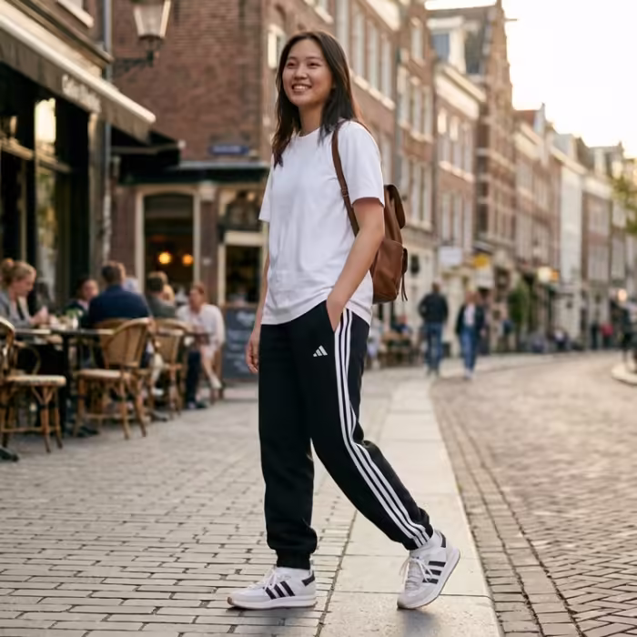 Брюки Adidas ESSENTIALS 3-STRIPES FLEECE LOOSE-FIT Черный XS - 7