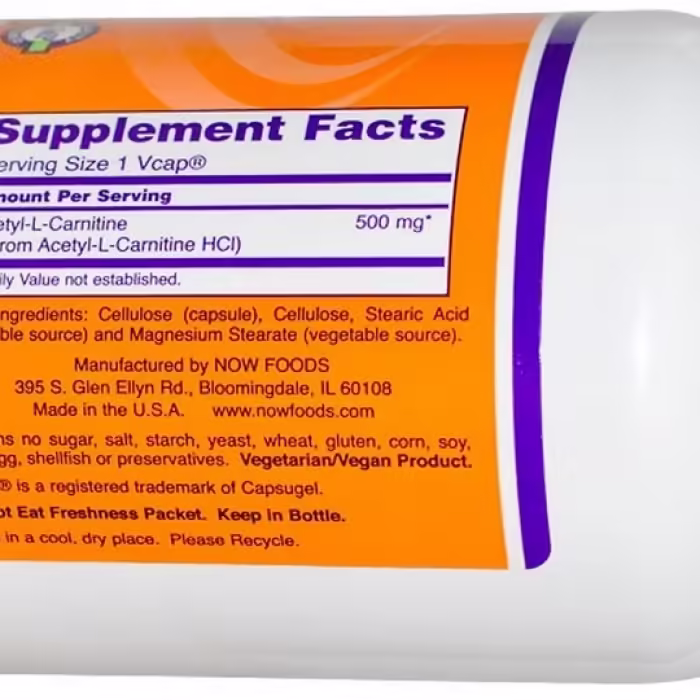 Ацетил-Л-Карнитин Now Sports ACETYL L-CARN 500mg 100 VCAPS - 2