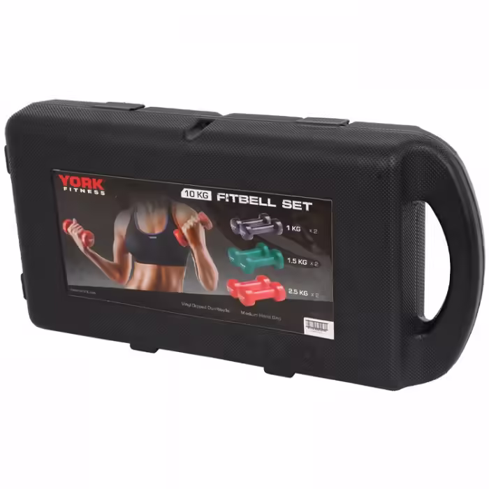 Set gantere 10 kg YORK Vinyl Dipped Dumbbell (Fitbell) Set in case