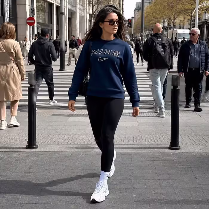 Hanorac Nike W NSW PHNX FLC STD LOGO CREW Albastru L - 8