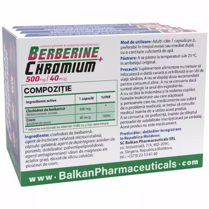 Витамины Balkan Pharmaceuticals BERBERINE + CHROMIUM capsules N60 - 2