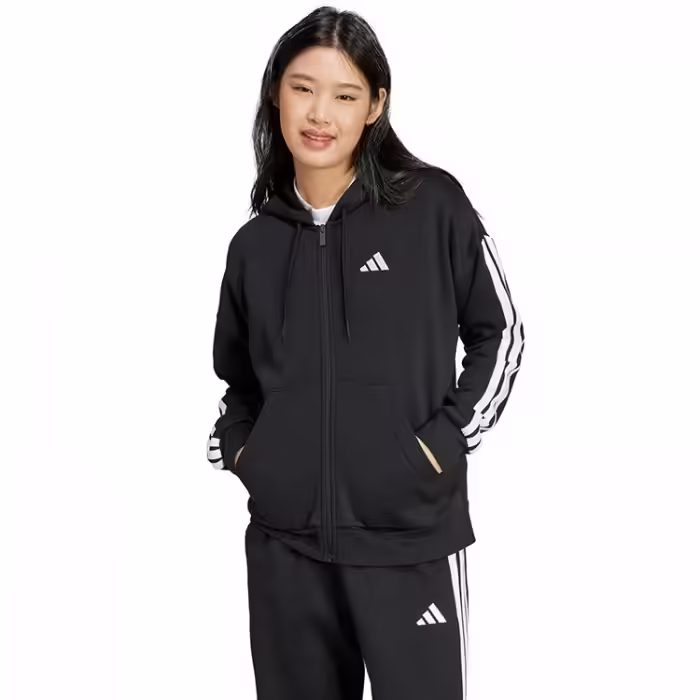 Толстовка Adidas ESSENTIALS 3-STRIPES FULL-ZIP FLEECE HOODIE Черный XS