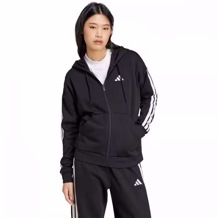 Толстовка Adidas ESSENTIALS 3-STRIPES FULL-ZIP FLEECE HOODIE Черный XS - 3