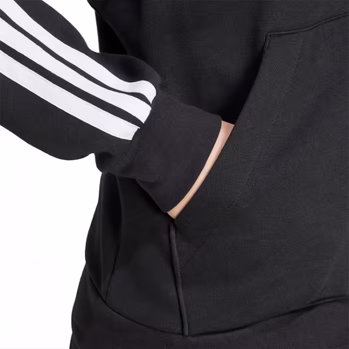 Толстовка Adidas ESSENTIALS 3-STRIPES FULL-ZIP FLEECE HOODIE Черный XS - 5