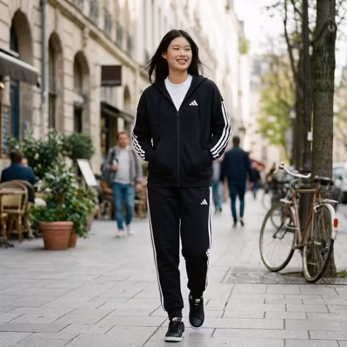 Толстовка Adidas ESSENTIALS 3-STRIPES FULL-ZIP FLEECE HOODIE Черный XS - 7