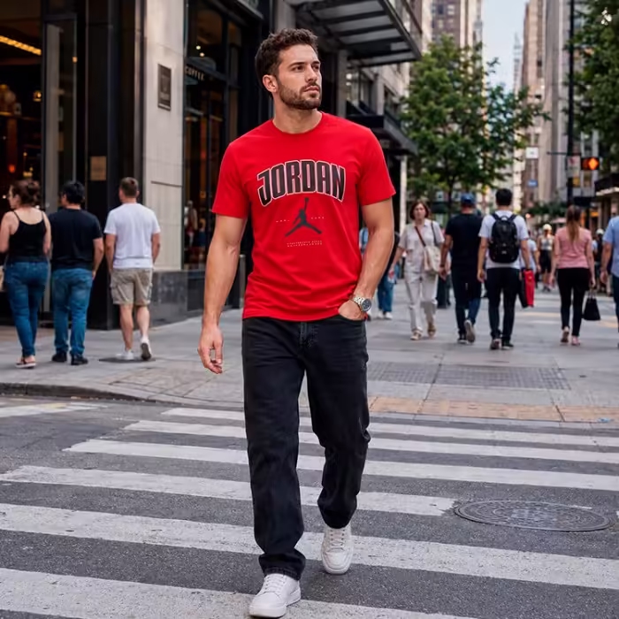 Tricou Nike M J CITY 88 SS CREW Rosu S - 7