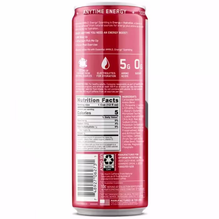 Энергетик Optimum Nutrition Amino Energy + Electrolytes, Juicy Cherry, 12 oz - 3