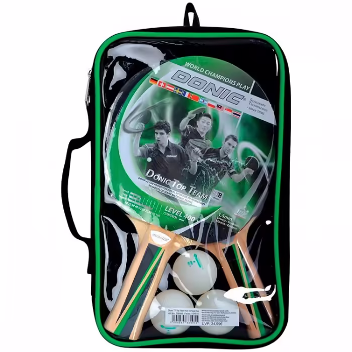 Set 2 palete + 3 mingi p/u tenis de masa Donic Top Team 400