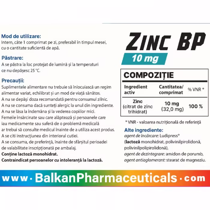 Vitamine Balkan Pharmaceuticals ZINC BP tablets N40 - 2