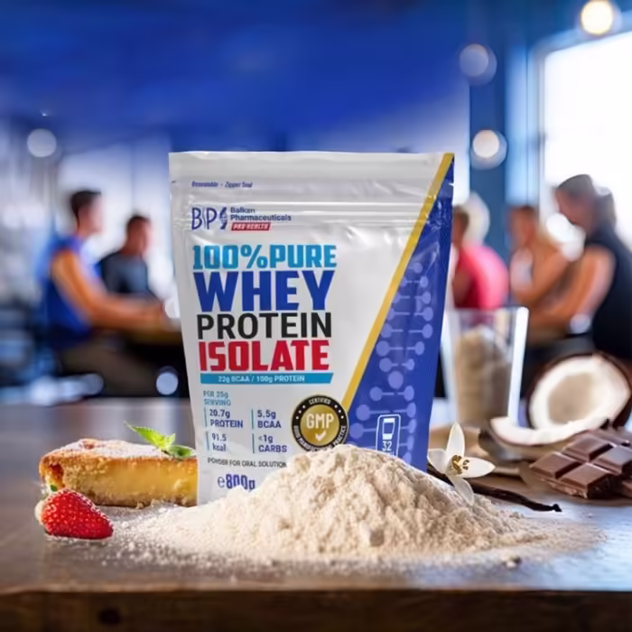 Isolat proteic Balkan Pharmaceuticals WHEY PROTEIN ISOLATE 100% PURE CARAMEL SARAT powder 800 gr - 4