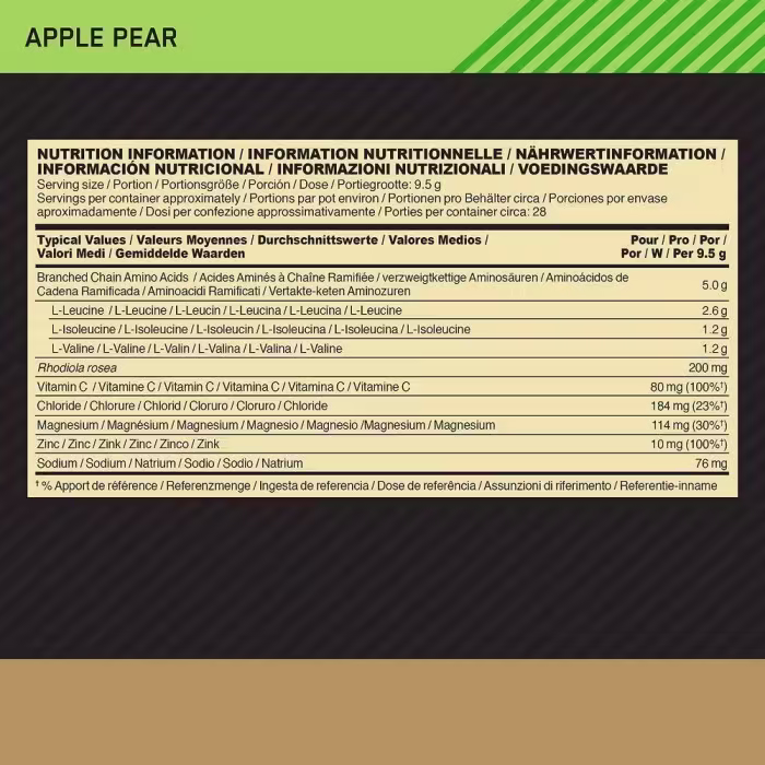 Аминокислоты Optimum Nutrition BCAA Train + Stain Apple Pear 266 g - 2