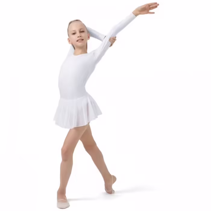 Купальник гимнастический с юбкой длинный рукав Grace Dance Gymnastic leotard - 3