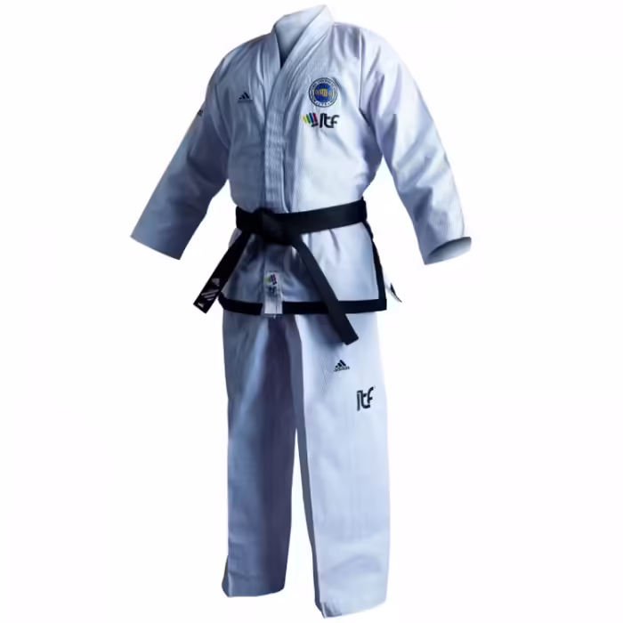 Kimono p/taekwondo 240 g/m2 Masibo Sport Dobok TKD ITF Black Belt Champion