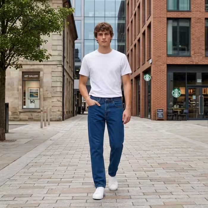 Pantaloni Vans Check-5 Straight Denim Vintage Albastru 34 - 7