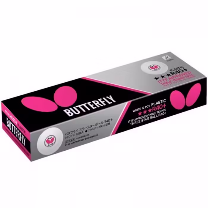 Set mingi pentru tenis de masa 12 buc Butterfly THREE-STAR BALLS R40+