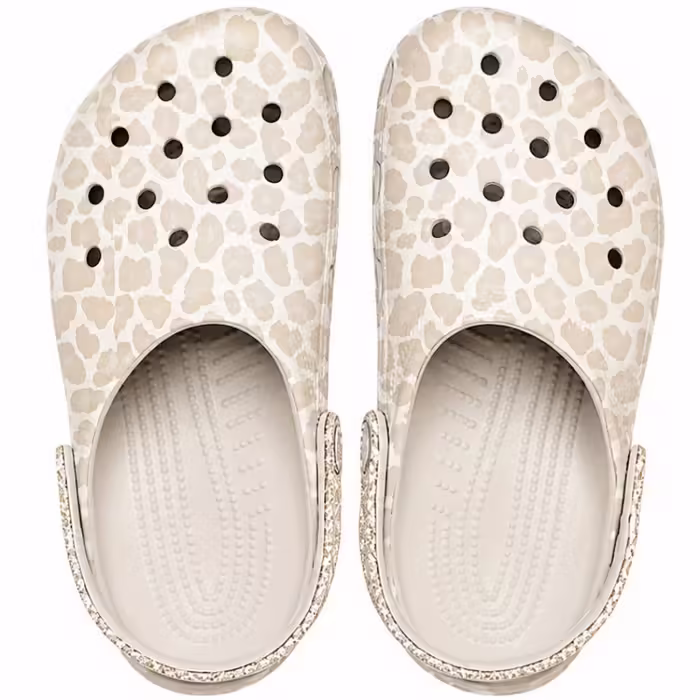 Slapi Crocs Classic Animal Glitter Clog Bej 28-29 - 5