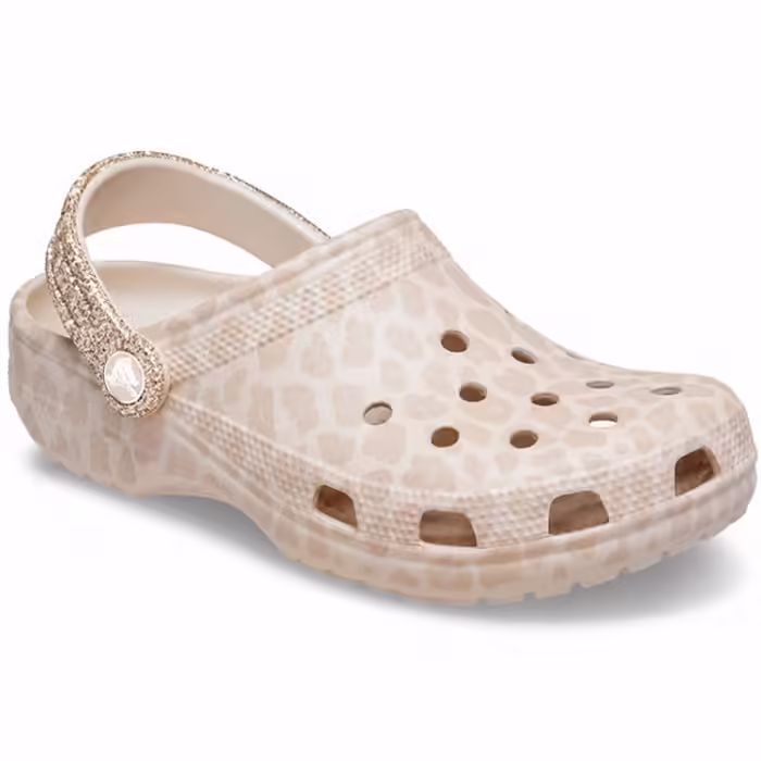 Slapi Crocs Classic Animal Glitter Clog Bej 28-29 - 6