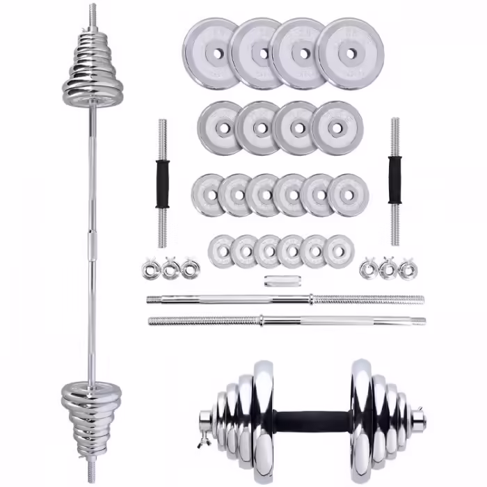 Набор гантели и гриф HMS Black Cast Iron Barbell/Dumbbell Spinlock Set in PVC case