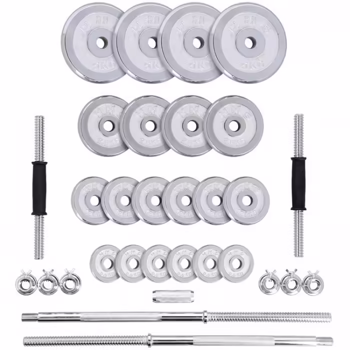 Набор гантели и гриф HMS Black Cast Iron Barbell/Dumbbell Spinlock Set in PVC case - 2