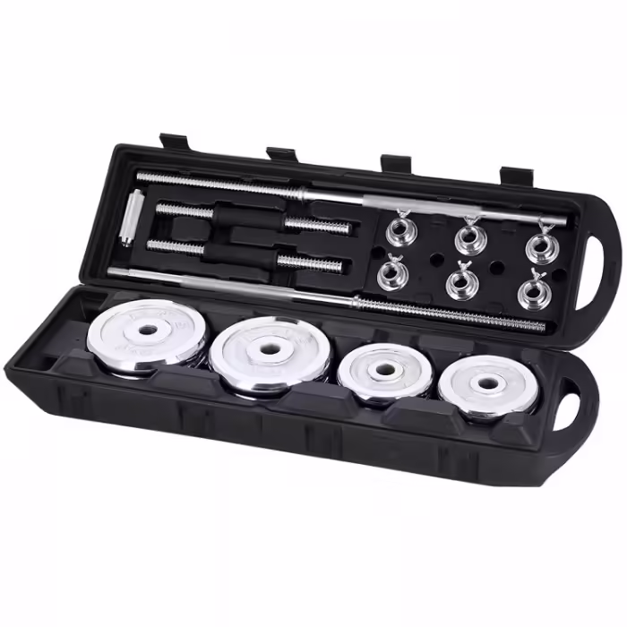 Набор гантели и гриф HMS Black Cast Iron Barbell/Dumbbell Spinlock Set in PVC case - 3