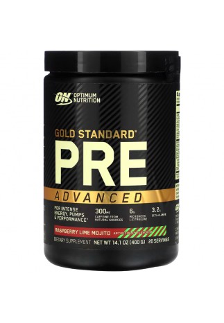 Предтренировочный комплекс Optimum Nutrition Gold Standard Pre-Advanced, Raspberry Lime Mojito 0.88lb