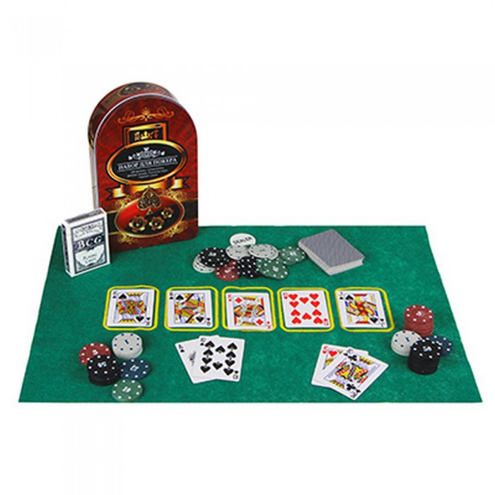 Joc de masa Poker in cutie metalica SILAPRO Poker Metal Case 684498