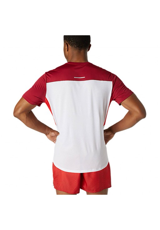 Футболка Asics RACE SS TOP BRILLIANT WHITE/BURGUNDY