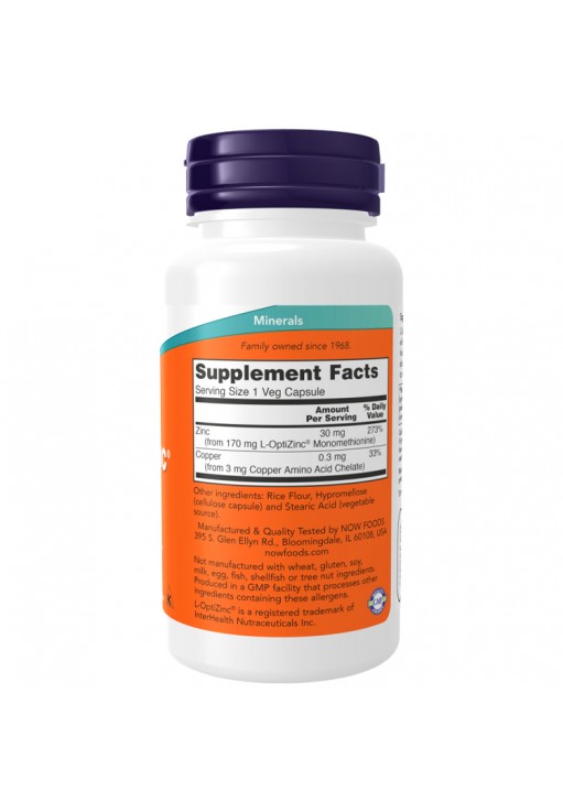 Vitamine Now Foods L-OptiZinc 30 mg