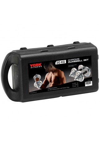 Gantera p/set 20 kg YORK Black Cast Iron Dumbbell Spinlock in PVC case