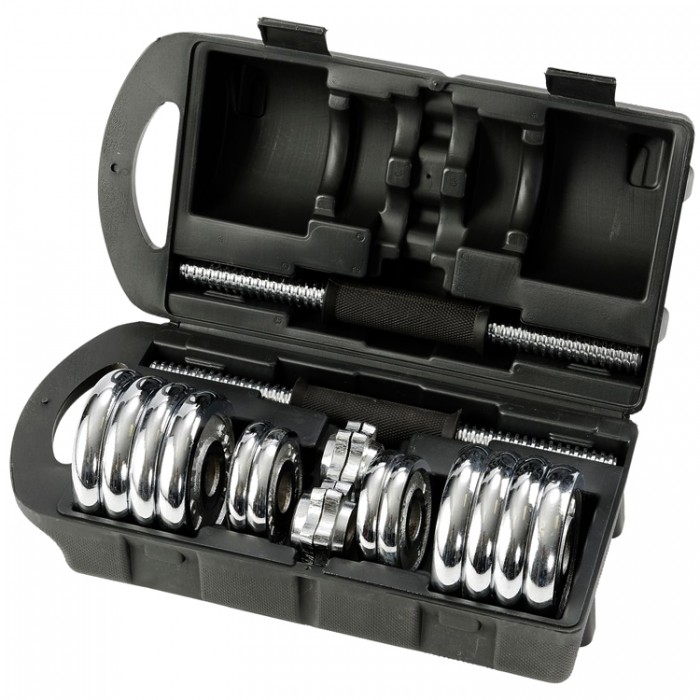 Gantera p/set 20 kg YORK Black Cast Iron Dumbbell Spinlock in PVC case 25013 - 2