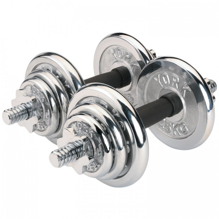 Gantera p/set 20 kg YORK Black Cast Iron Dumbbell Spinlock in PVC case 25013 - 3